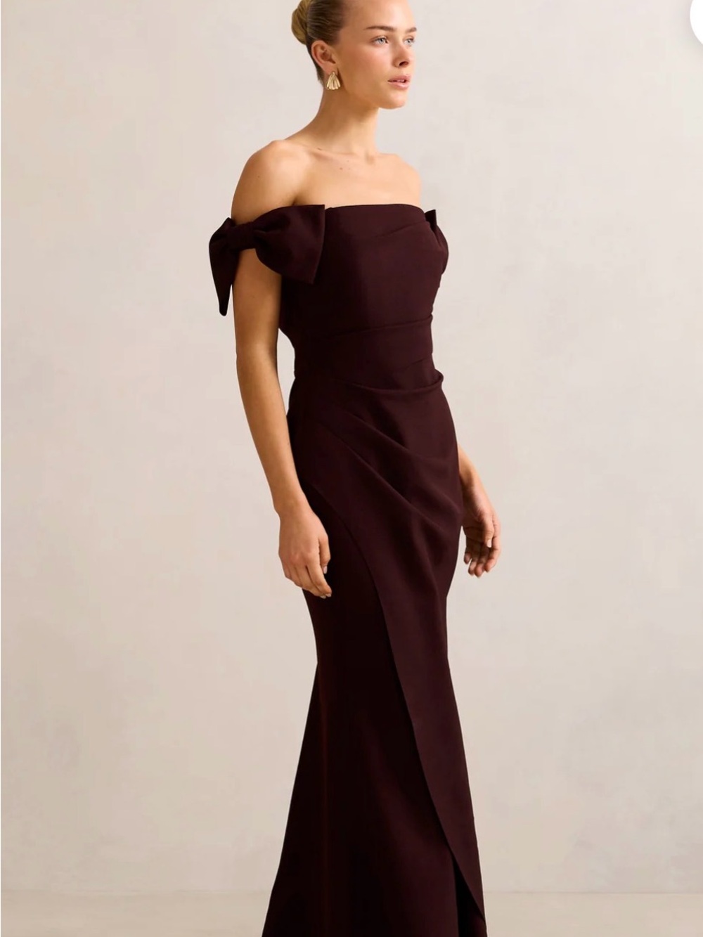 Ever new Elegant Dark Brown Draped Women's Skirt